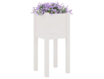 vidaXL Plantenbak Grenenhout Wit - 31x31x70cm | 35% Korting