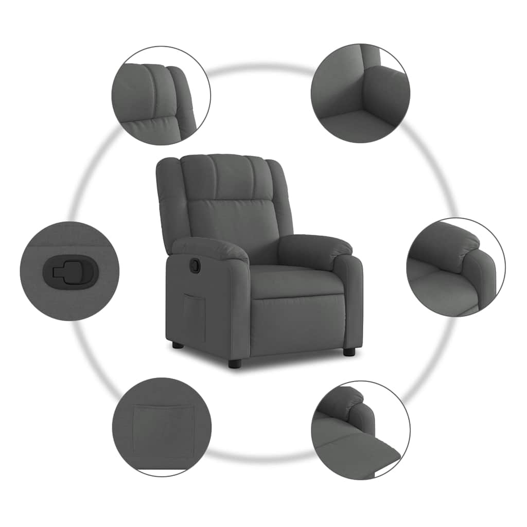 vidaXL Fauteuil Verstelbaar Stof Donkergrijs - Nu met 42% Korting!