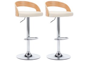 vidaXL Barkrukken 2 st Kunstleer & Gebogen Hout - Crème (42% Korting)
