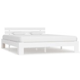 vidaXL Grenenhouten Bedframe Wit 160x200 cm - 55% Korting