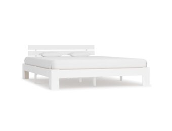 vidaXL Grenenhouten Bedframe Wit 160x200 cm - 55% Korting