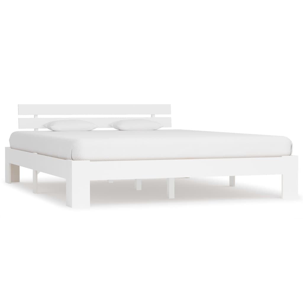 vidaXL Grenenhouten Bedframe Wit 160x200 cm - 55% Korting