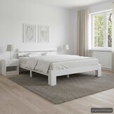 vidaXL Grenenhouten Bedframe Wit 160x200 cm - 55% Korting