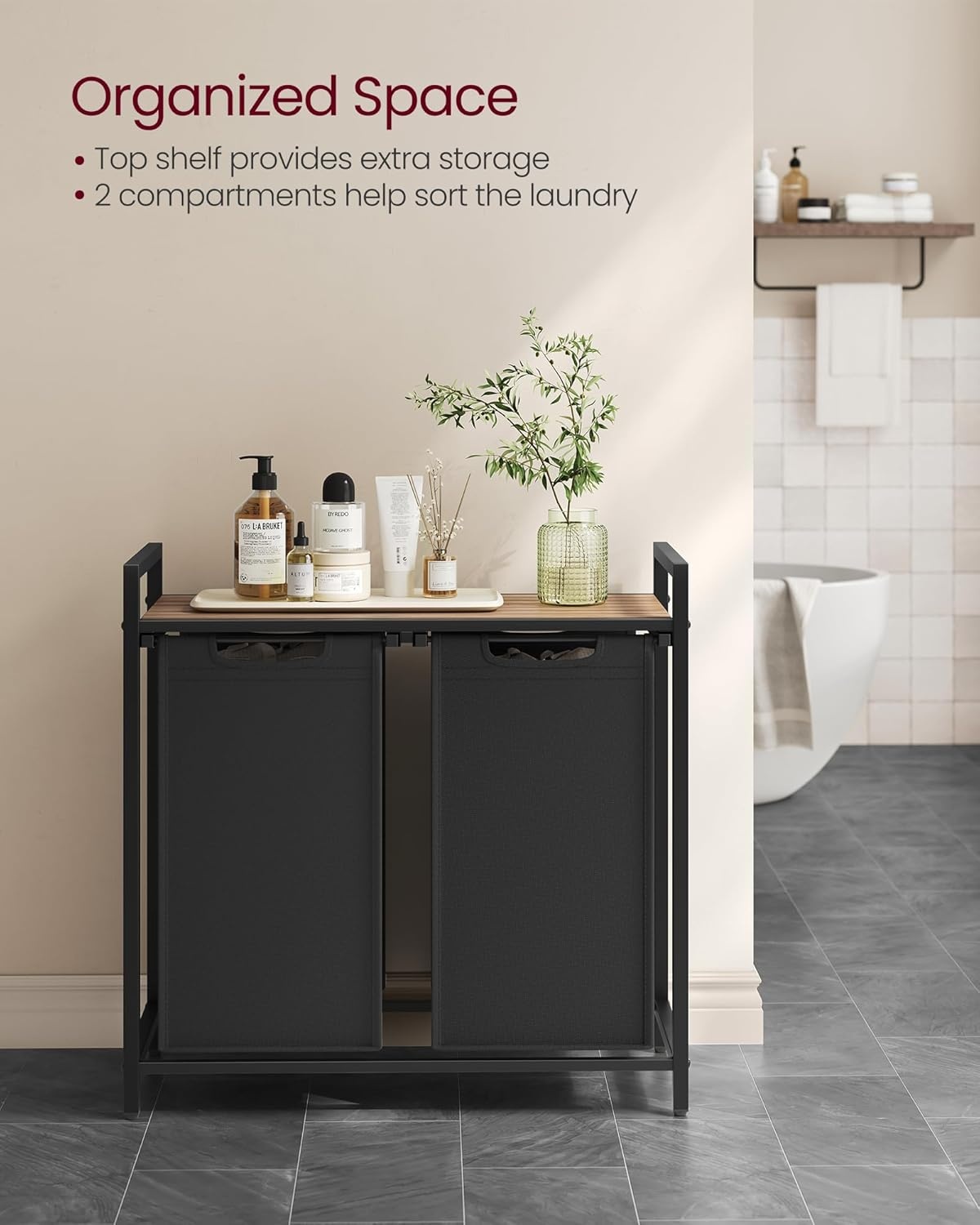 VASAGLE Wasmand Organizer (35% KORTING) - 2 Vakken, Uittrekbaar