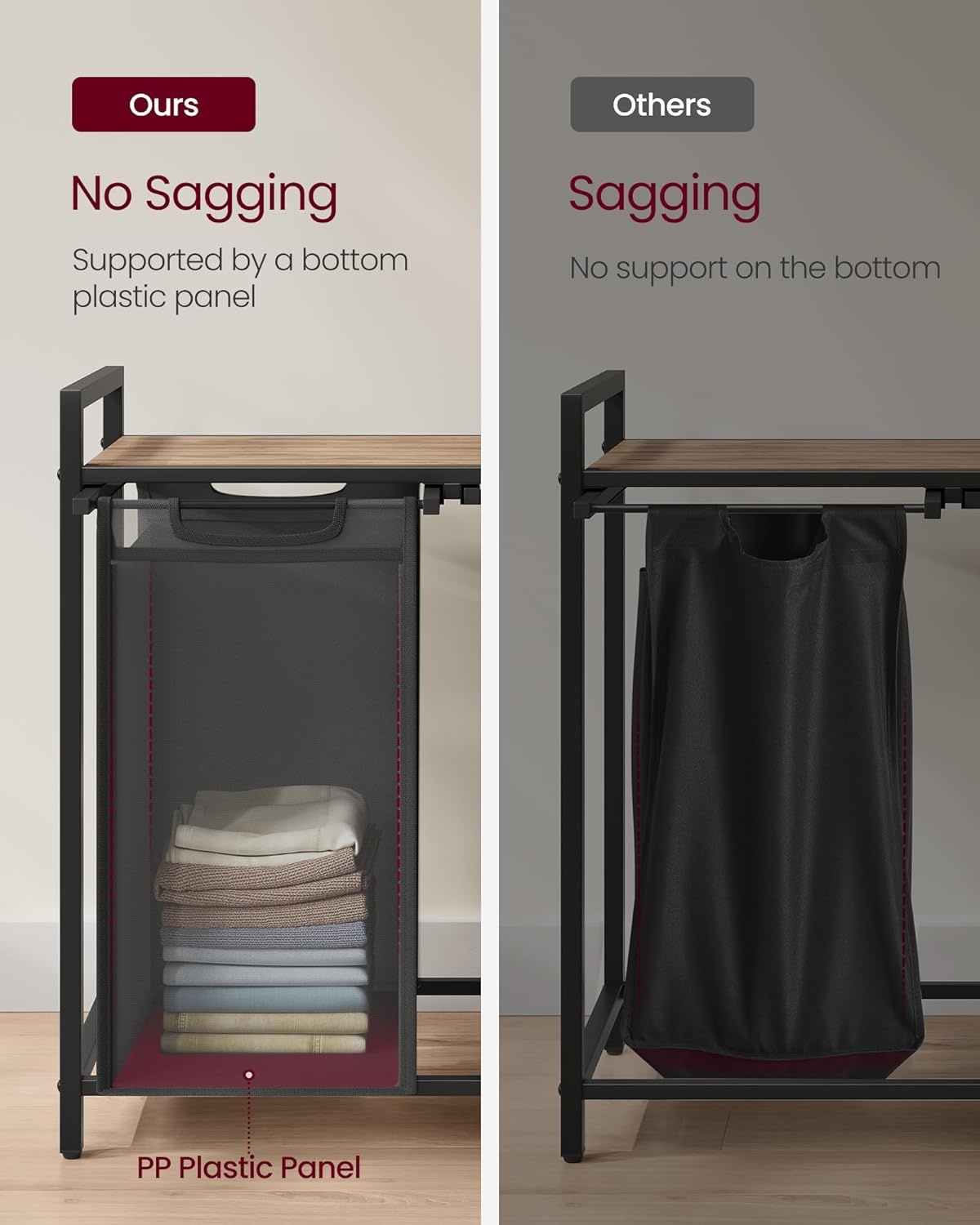 VASAGLE Wasmand Organizer (35% KORTING) - 2 Vakken, Uittrekbaar