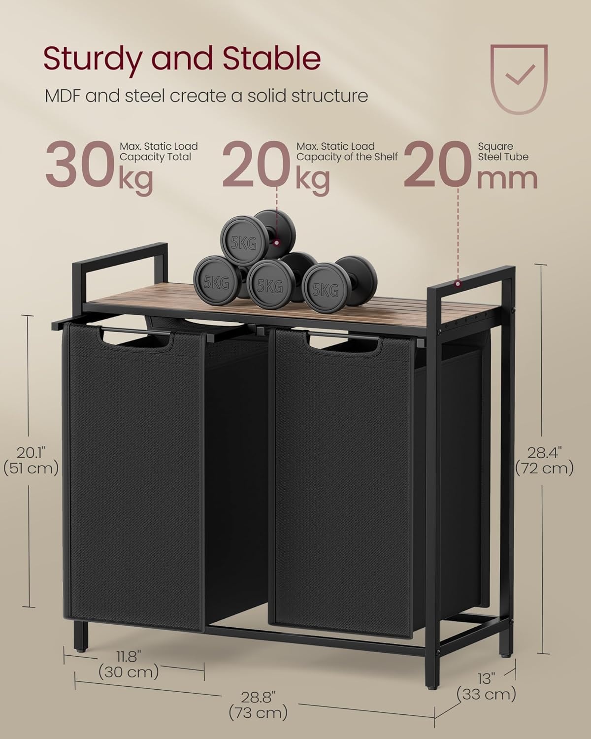 VASAGLE Wasmand Organizer (35% KORTING) - 2 Vakken, Uittrekbaar