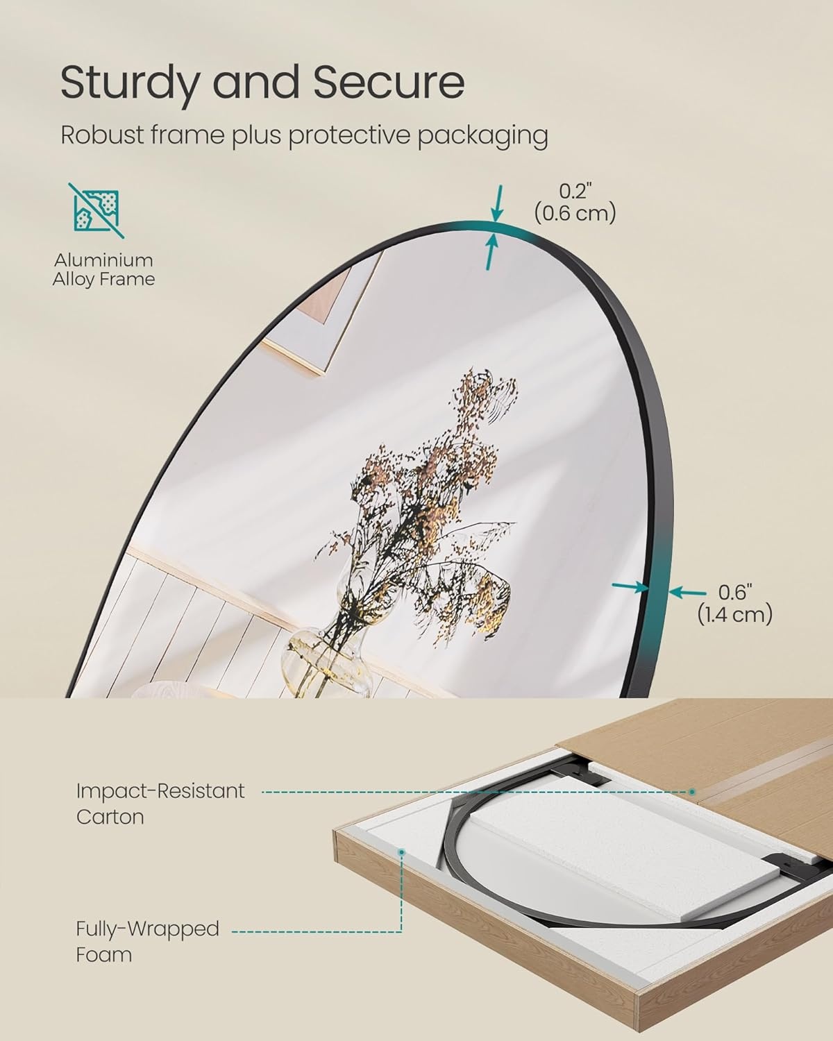 SONGMICS Spiegel 160x50cm Arched | 30% Korting