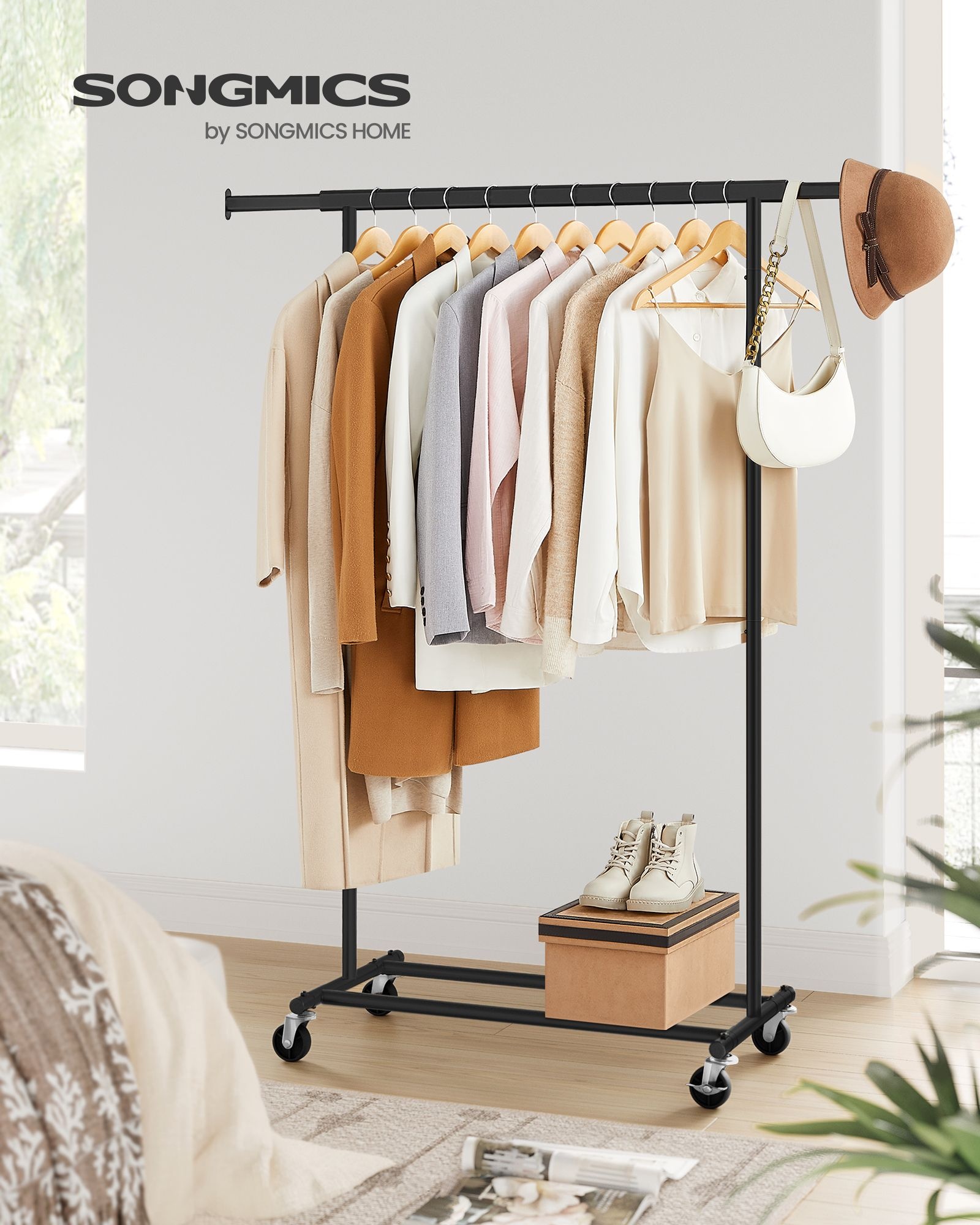 SONGMICS Kledingrek op Wielen - 90 kg Draagkracht - 35% Korting