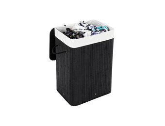 SONGMICS Bamboe Wasbak 72L - Inklapbaar, Zwart - 35% Korting