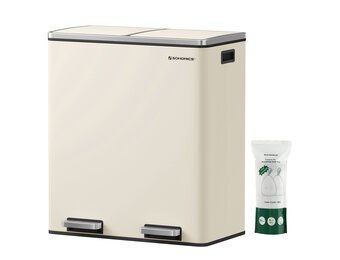SONGMICS Dubbele Afvalbak 2x30L - 35% Korting - Keuken & Recycling