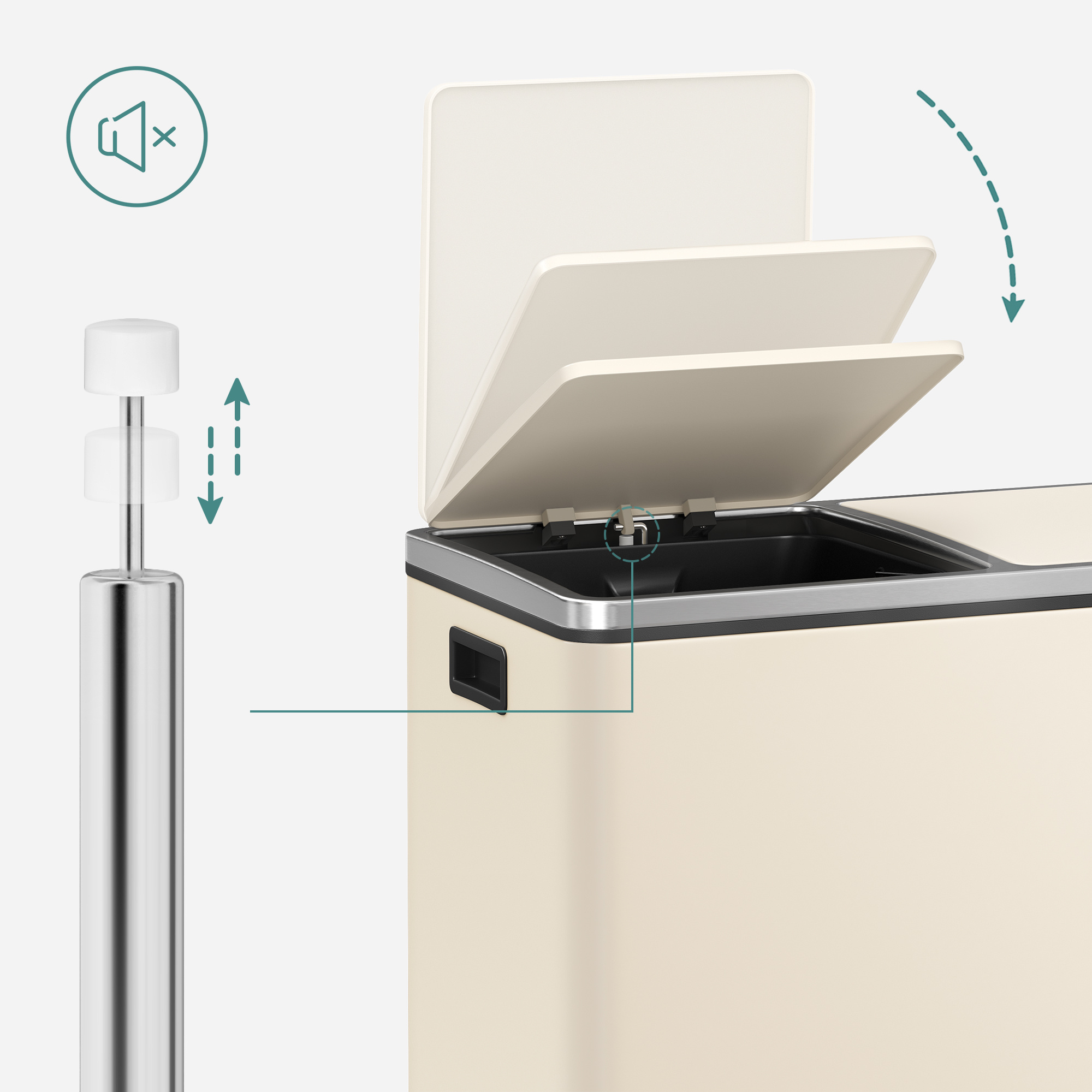 SONGMICS Dubbele Afvalbak 2x30L - 35% Korting - Keuken & Recycling