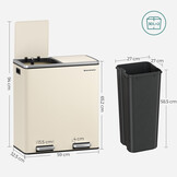 SONGMICS Dubbele Afvalbak 2x30L - 35% Korting - Keuken & Recycling
