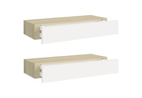 vidaXL Wandschappen 2 st met lade - 42% Korting - MDF Eikenkleurig Wit