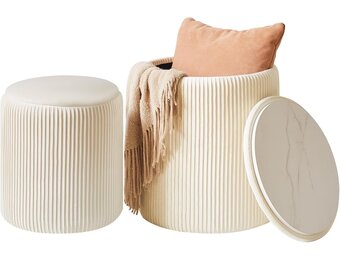 IBUYKE Set van 2 Velvet Opberg Ottomans met Korting - 37% KORTING!