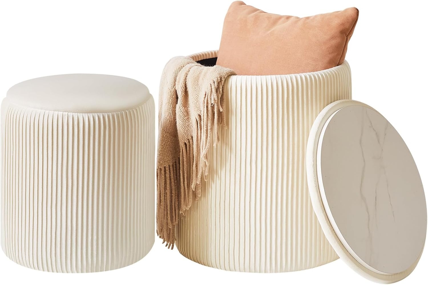 IBUYKE Set van 2 Velvet Opberg Ottomans met Korting - 37% KORTING!