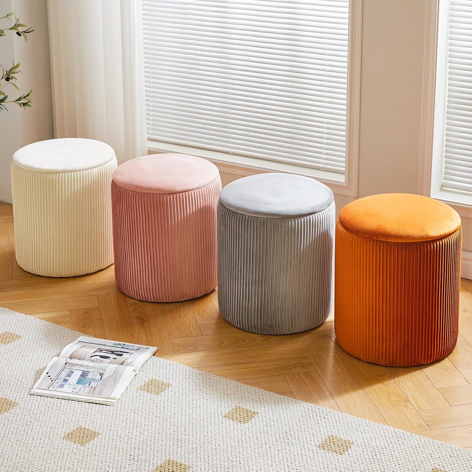 IBUYKE Set van 2 Velvet Opberg Ottomans met Korting - 37% KORTING!