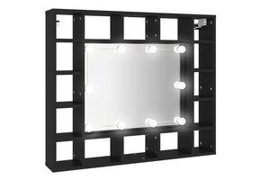 vidaXL Spiegelkast met LED 54% KORTING | 91x15x76,5 cm Zwart