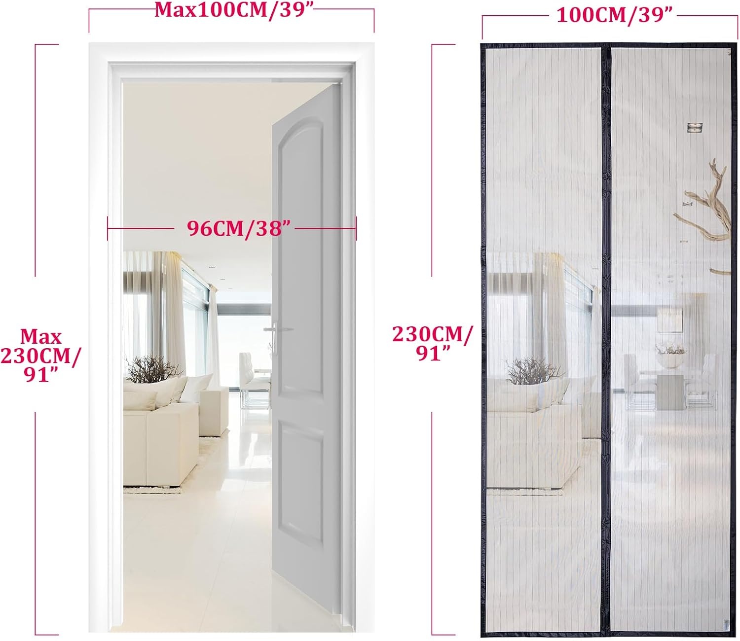 Apalus Vliegengordijn 100x230cm - Magische Insectenwering (37% korting)