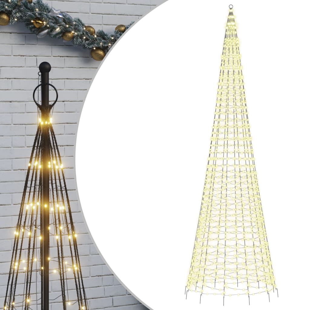 vidaXL LED-kerstboom aan vlaggenmast 500 cm, 1534 LEDs warm wit (53% korting!)