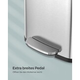 SONGMICS Kitchen Trash Can, 18-Gallon Stainless Steel Garbage Can, with Stay-Open Lid and Step-on Pedal, Soft Closure, Tall, Large and Space-Saving, Silver and Black LTB520E68