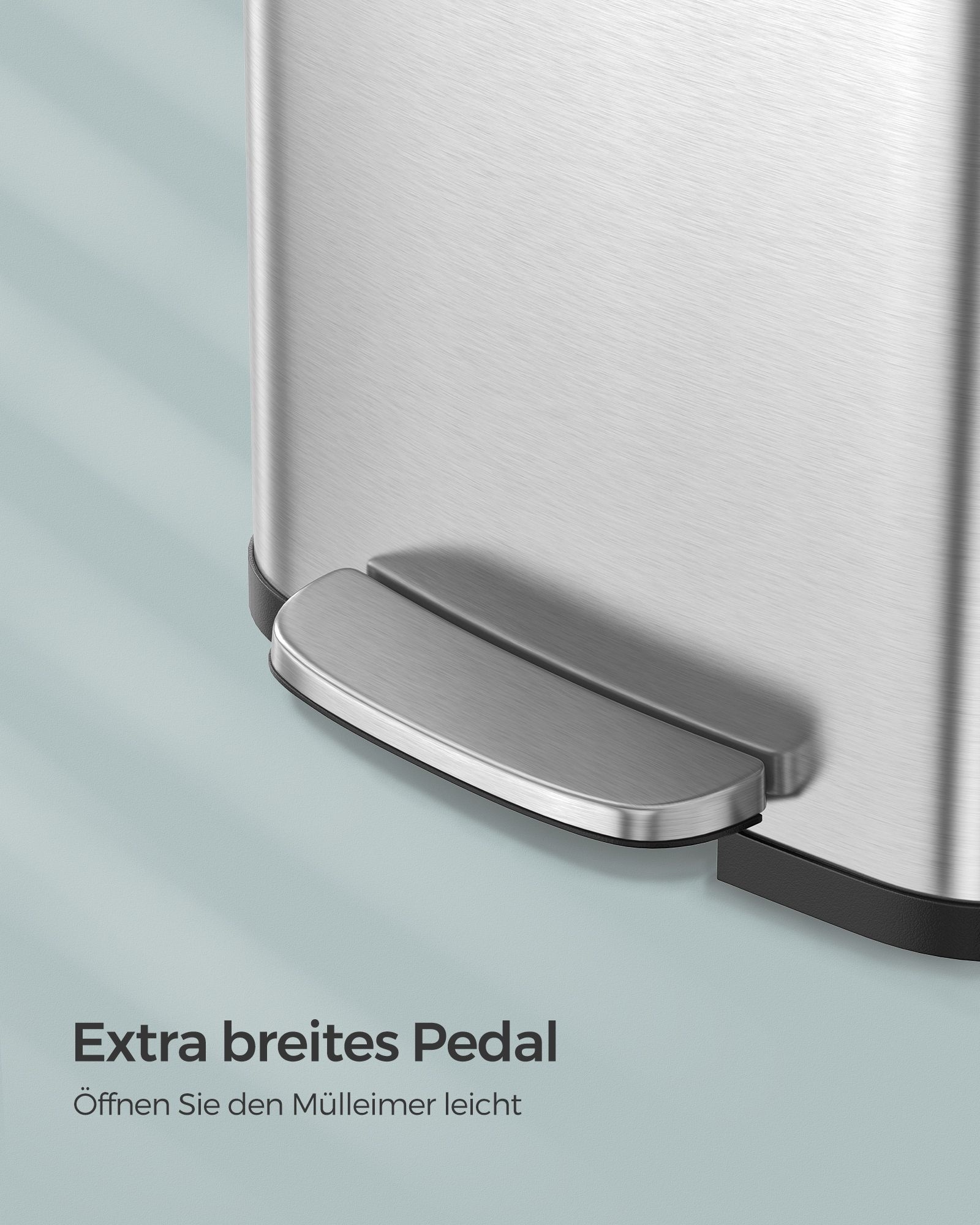 SONGMICS Kitchen Trash Can, 18-Gallon Stainless Steel Garbage Can, with Stay-Open Lid and Step-on Pedal, Soft Closure, Tall, Large and Space-Saving, Silver and Black LTB520E68