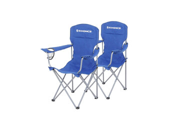 SONGMICS Kampeerstoelen Set - 2x Blauw, 150kg, Inkl. Bekerhouder - 35% Korting