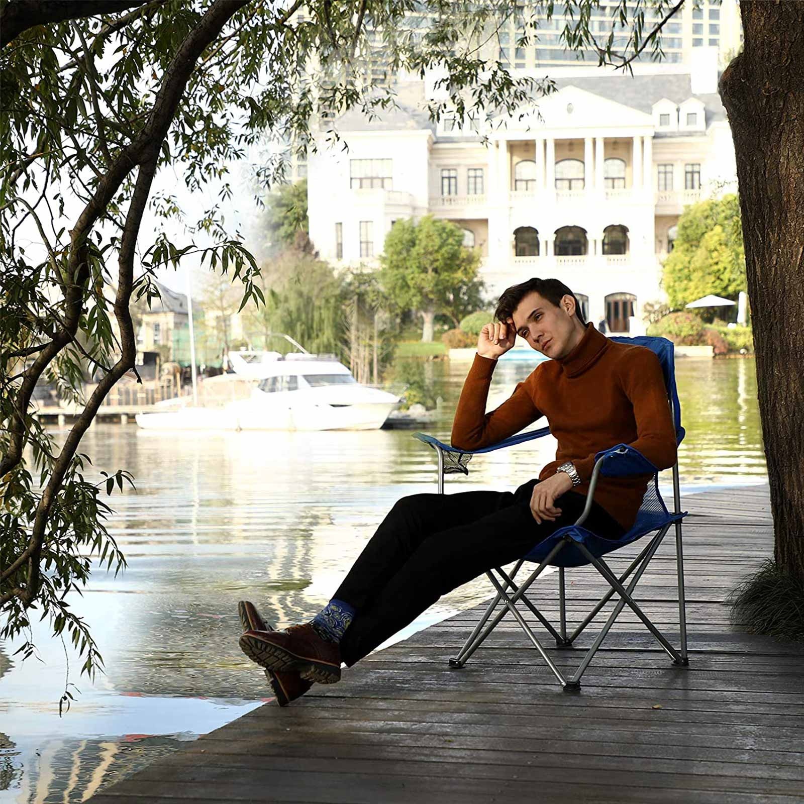 SONGMICS Kampeerstoelen Set - 2x Blauw, 150kg, Inkl. Bekerhouder - 35% Korting