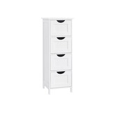 VASAGLE LHC40W, Bathroom Cabinet with 4 Drawers, Chest of Drawers, 30 x 30 x 82 cm, for a living room, kitchen and hallway, space saver, White