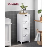 VASAGLE LHC40W, Bathroom Cabinet with 4 Drawers, Chest of Drawers, 30 x 30 x 82 cm, for a living room, kitchen and hallway, space saver, White