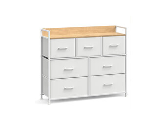 SONGMICS 7-Laden Kast | Opbergunit | Wit/Houtkleur | -30%