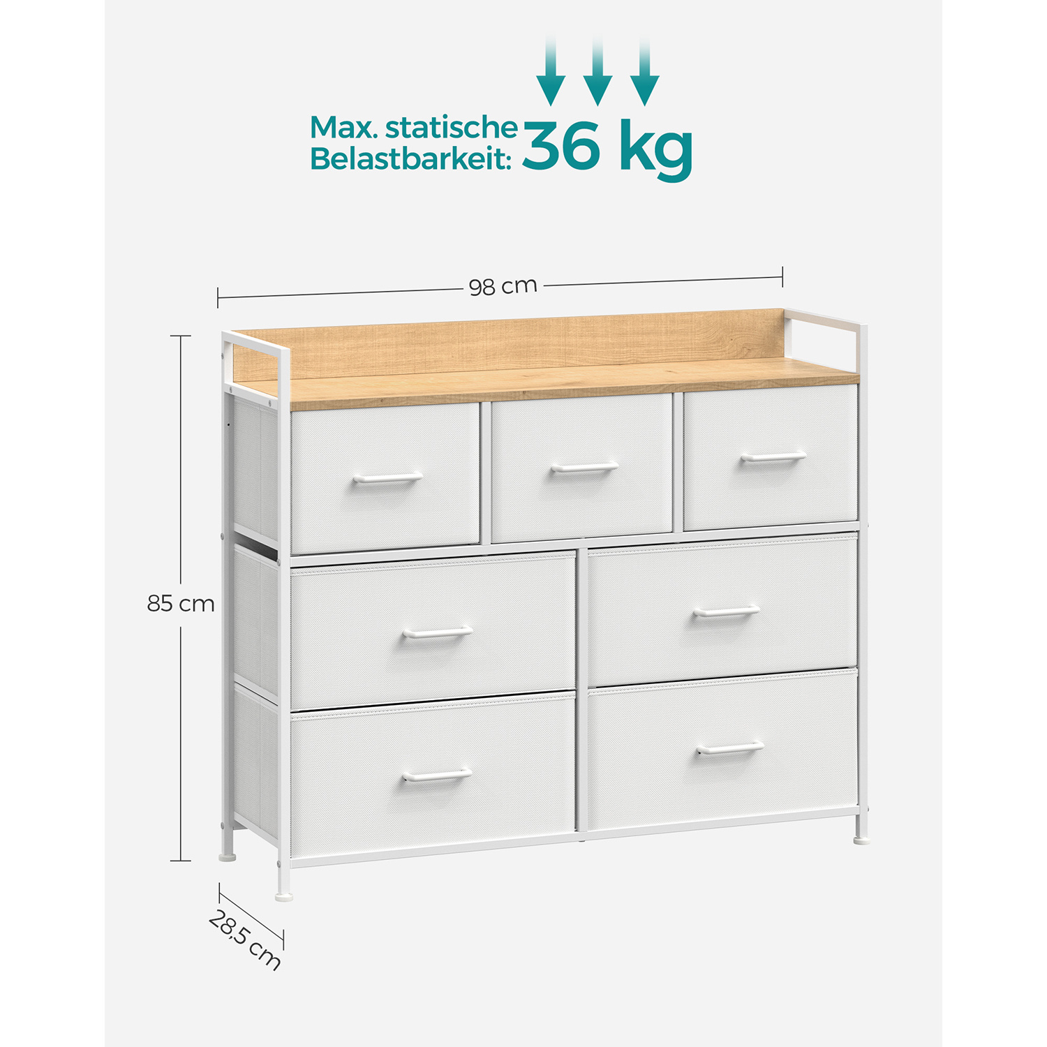 SONGMICS 7-Laden Kast | Opbergunit | Wit/Houtkleur | -30%
