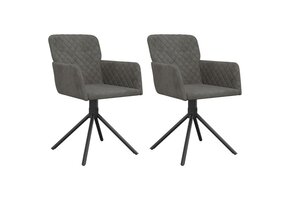 vidaXL Draaibare Eetkamerstoelen 2 st Fluweel Donkergrijs - 54% Korting