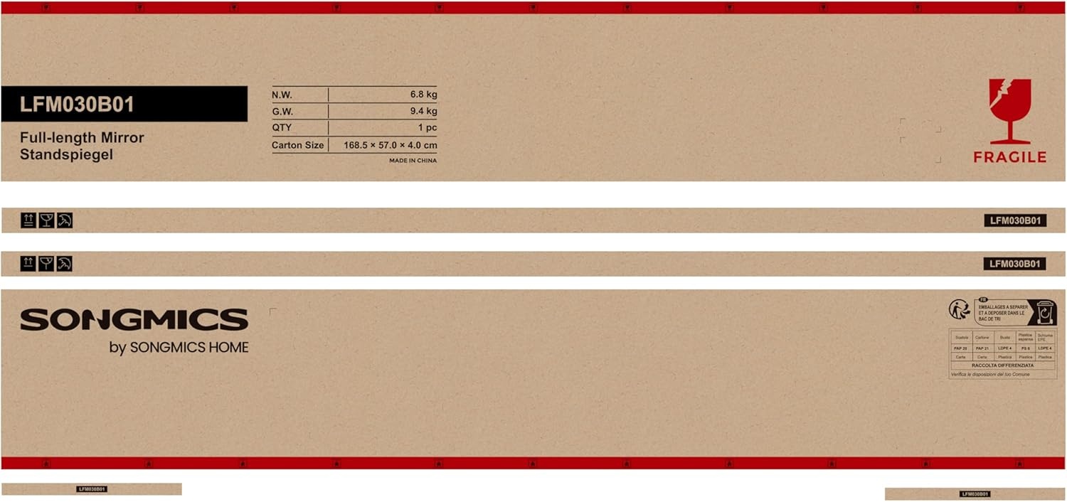SONGMICS Full Body Spiegel - 160x50cm - 30% Korting