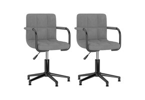 vidaXL Eetkamerstoelen Draaibaar 2 stuks Fluweel Lichtgrijs - 42% Korting!