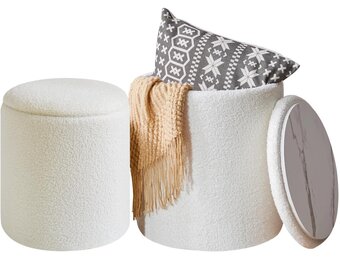 IBUYKE Ottomaanse Set (2x) met Opslag - Wit - 37% Korting