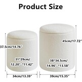 IBUYKE Ottomaanse Set (2x) met Opslag - Wit - 37% Korting