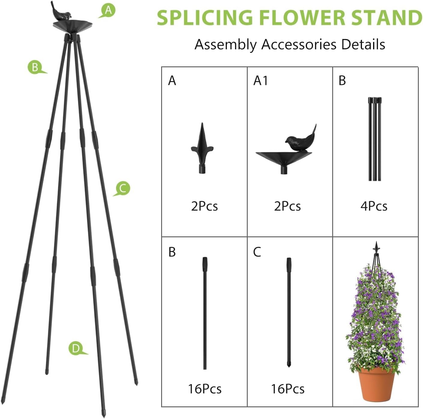 4x Tuin Obelisk Plantenrek - Klimhulp Set (1.2m) - 37% Korting!