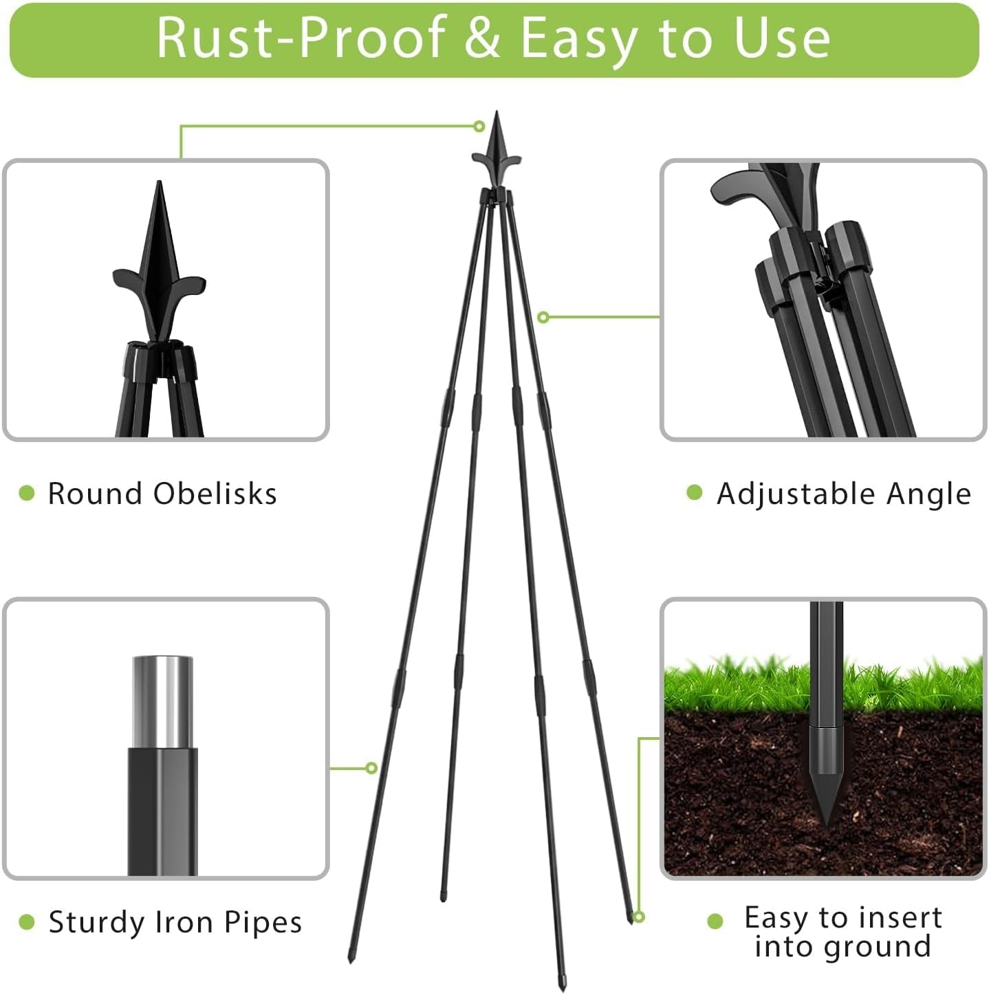 4x Tuin Obelisk Plantenrek - Klimhulp Set (1.2m) - 37% Korting!