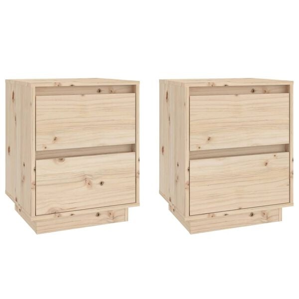 vidaXL Nachtkastjes (2 stuks) - 60% Korting - Massief Grenenhout 40x35x50 cm