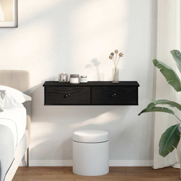 vidaXL Wandschap met lades 80x31x17 cm Zwart - 55% Korting!
