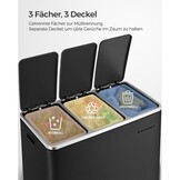 SONGMICS 3-Delige Keukenemmer - 3x18L, Zwart - 35% Korting