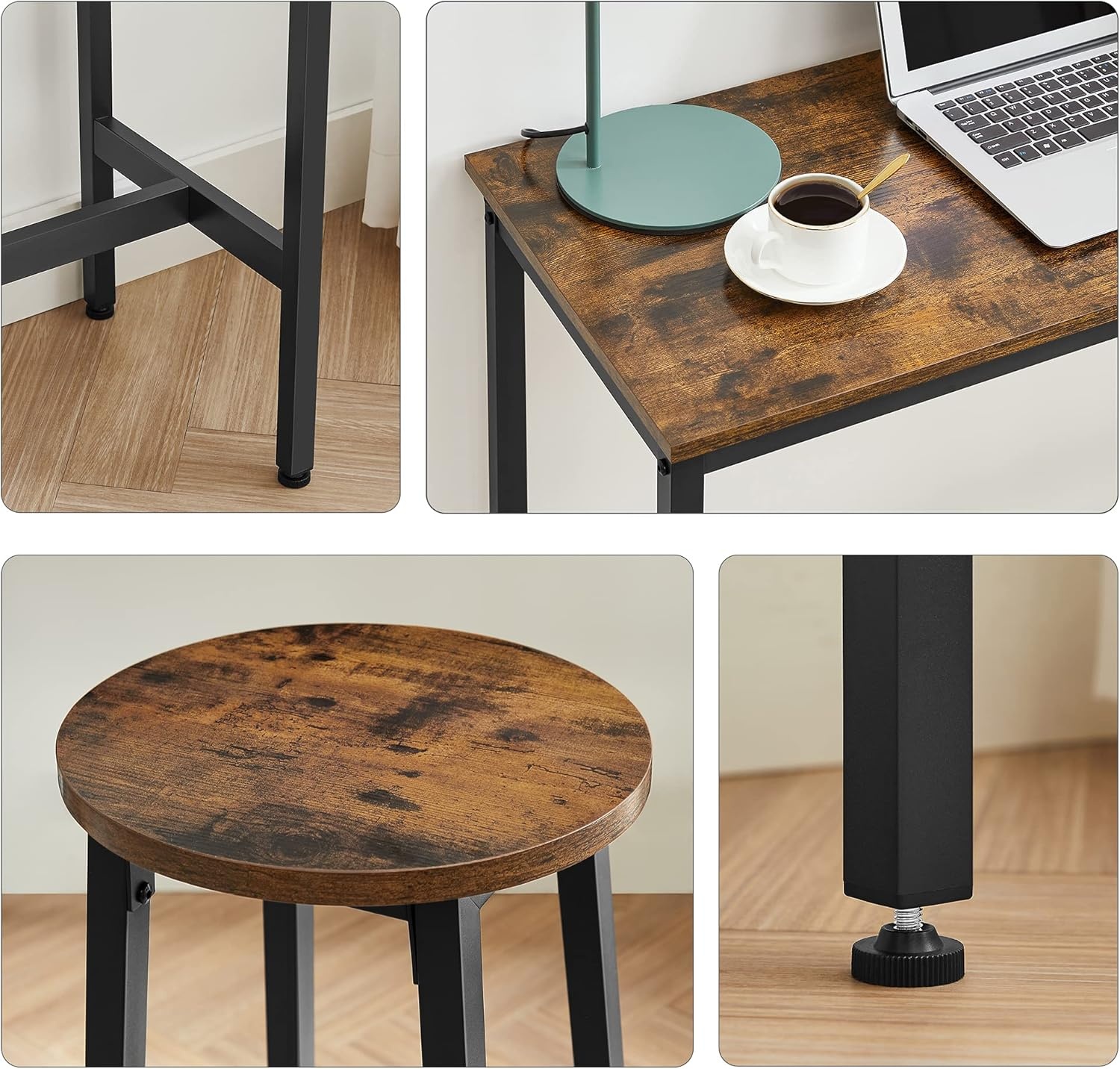 VASAGLE Bar Table Set - 35% Korting | Incl. 2 Barkrukken | Industrieel Design