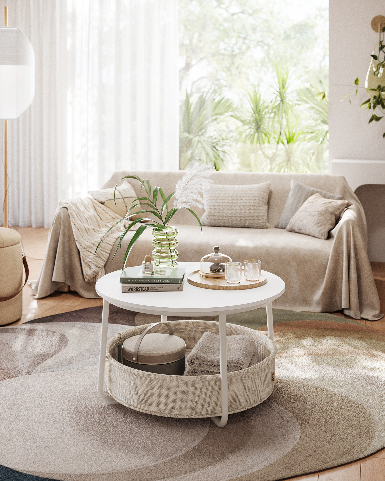 VASAGLE Ronde Salontafel met Opbergruimte - 35% Korting!