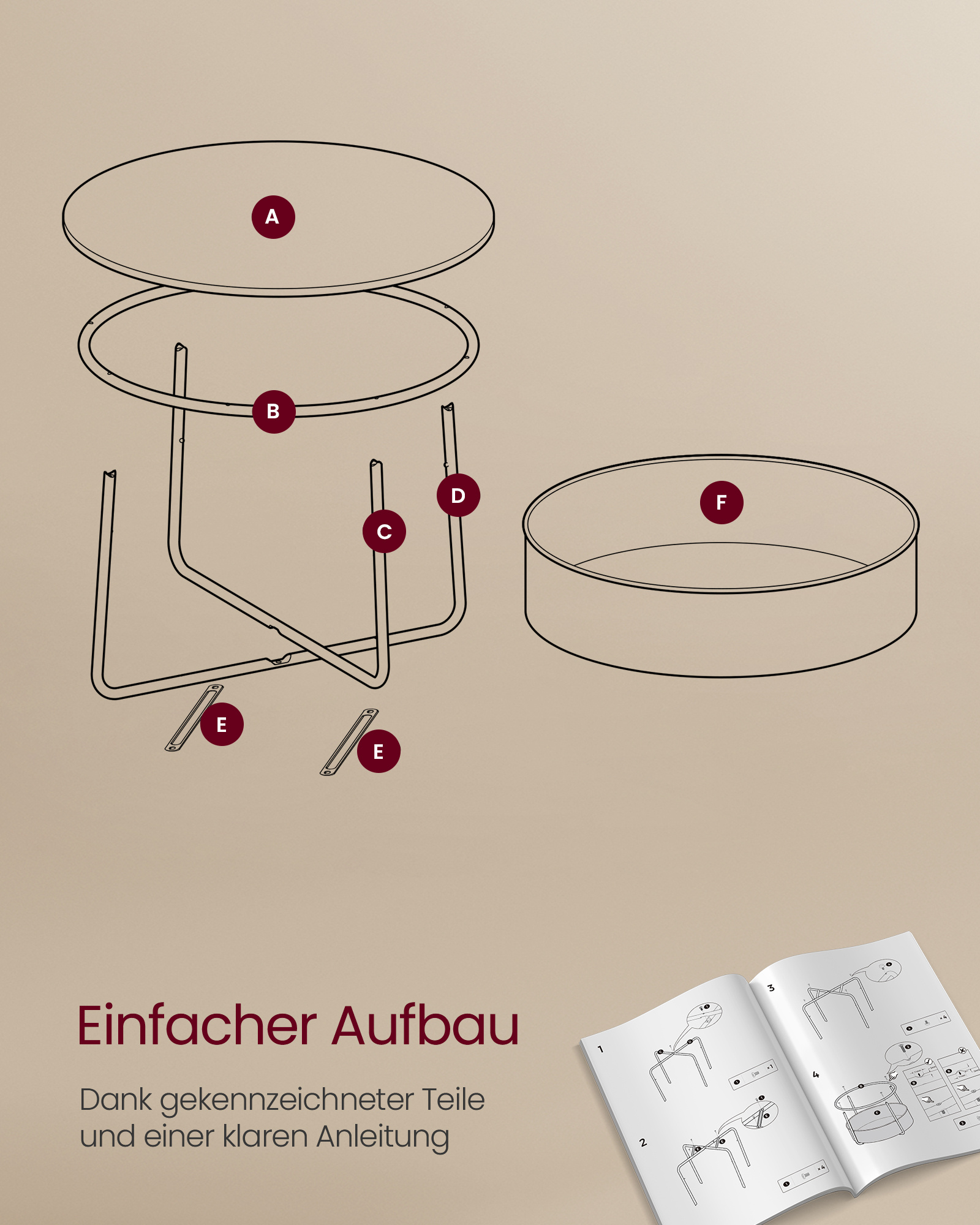 VASAGLE Ronde Salontafel met Opbergruimte - 35% Korting!