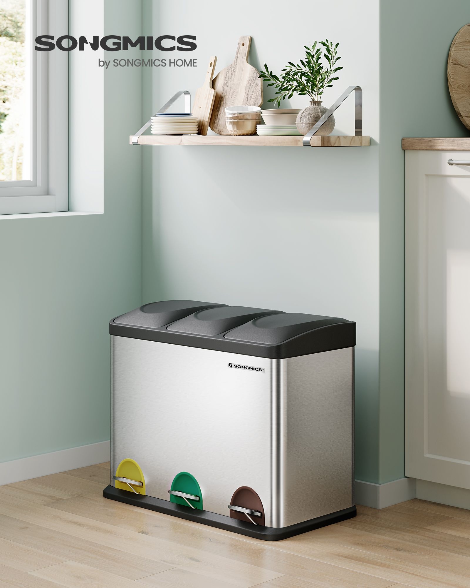 SONGMICS 45L Pedal Bin - Afvalscheiding - 55% Korting!