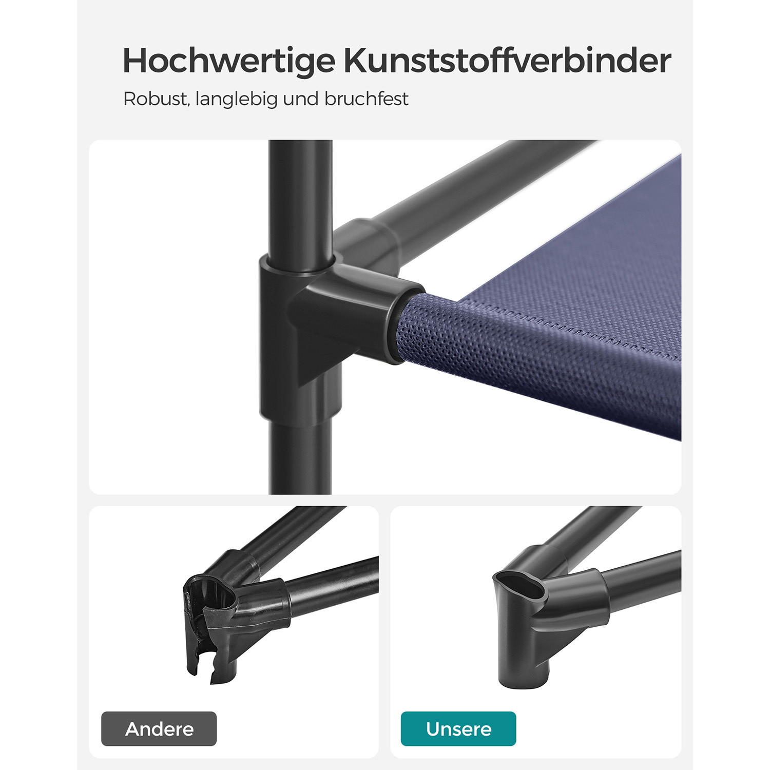 SONGMICS Stoffen Kledingkast - 45x150x175 cm - Navy Blue - 30% Korting!