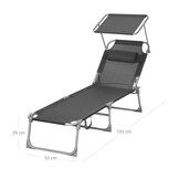 SONGMICS Sun Lounger – Verstelbaar, inklapbaar, met zonnescherm – 55% Korting