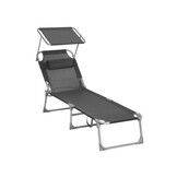 SONGMICS Sun Lounger – Verstelbaar, inklapbaar, met zonnescherm – 55% Korting