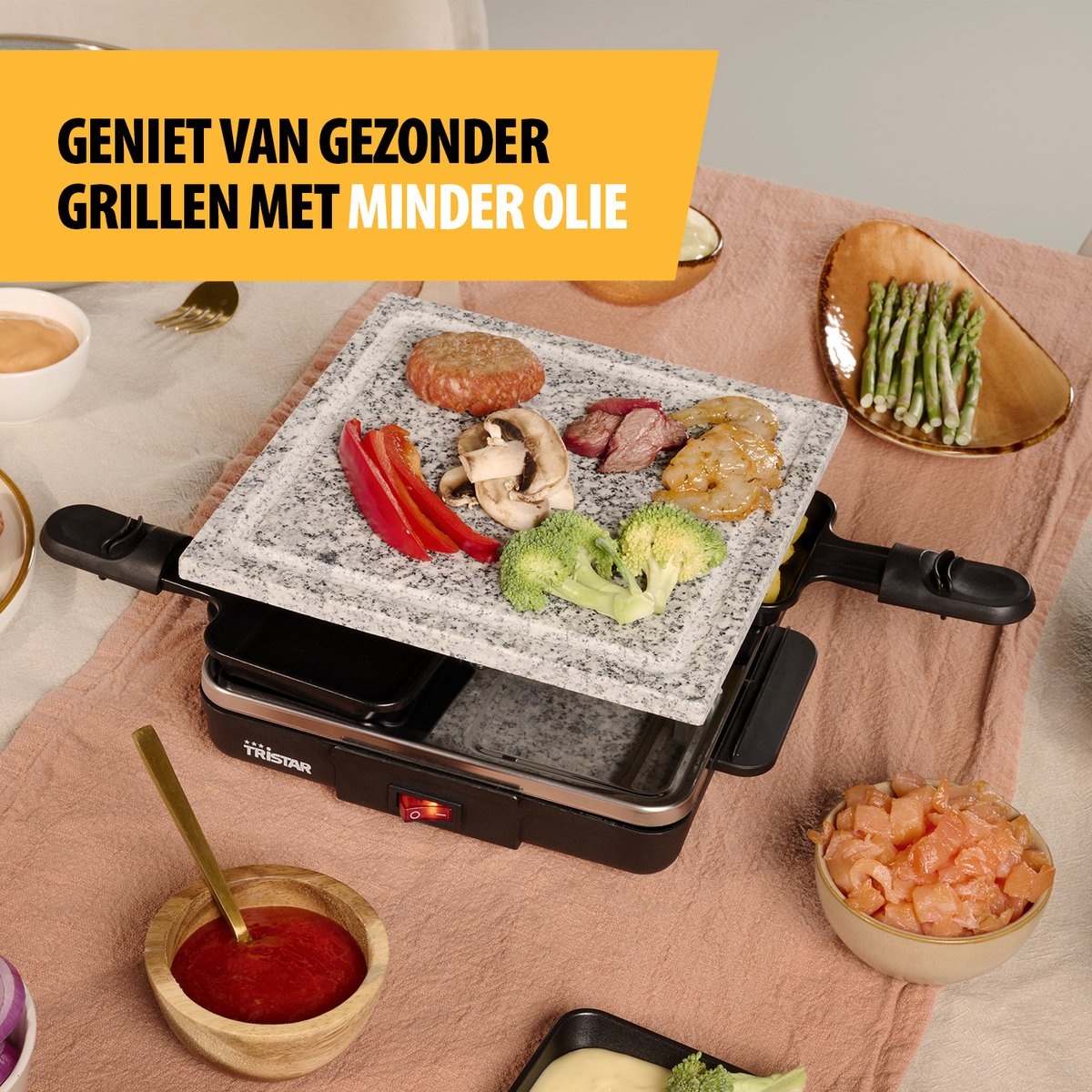 Tristar Gourmetset RA-2745 - 4 Pers. - 600W - PFAS-Vrij - Nu met 40% Korting!