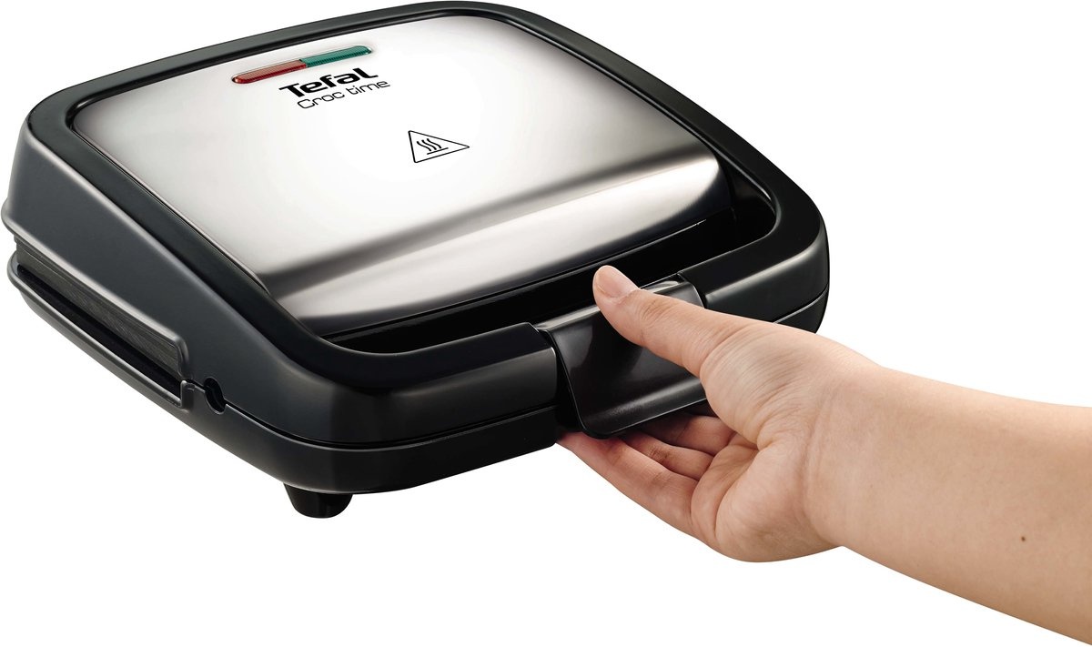 Tefal Croc Time SM193D - Tosti-apparaat - Anti-aanbaklaag - Veilig in gebruik - Compact Design - 700W - RVS